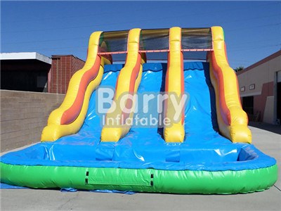 Commercial Water Slides For Kids , 3 Lane Kids Water Slide With Stairs Behind BY-WS-029